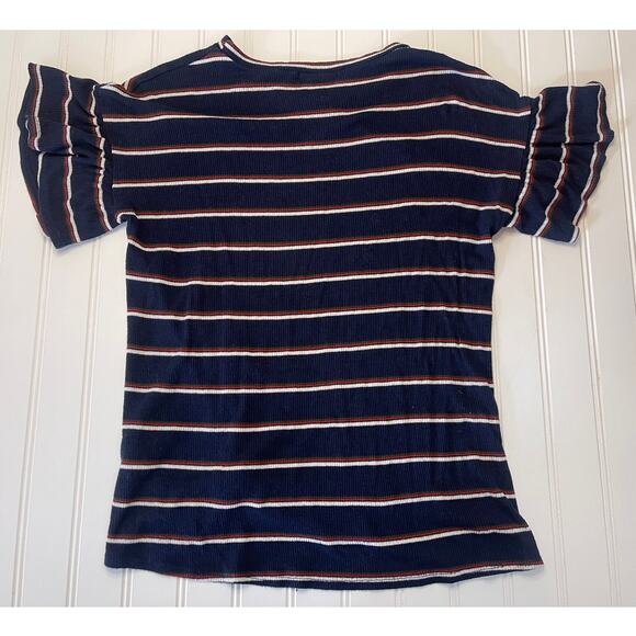 Orange Creek Los Angeles Striped Ruffles T Shirt Made in USA Size Women's Small - Picture 6 of 7